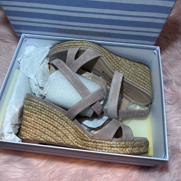 Stuart Weitzman Zuzu Wedge Size 9 Women's Espadrilles Box Included Ankle Wrap - Picture 2 of 16